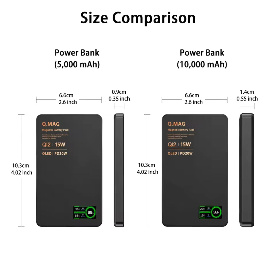 Batterie externe magnétique  à charge rapide pour iPhone 12-17 Pro, Airpods, Watch, Xiaomi 10000mAh